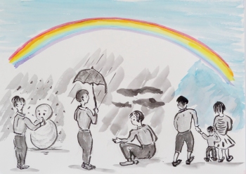 「ある日の天気」　詩：ゆっきー　絵：石坂和明