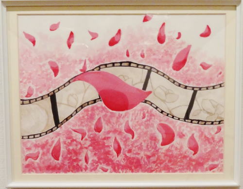 ０４　「桜吹雪の中で」　詩：憂子　絵：（上溝南中）