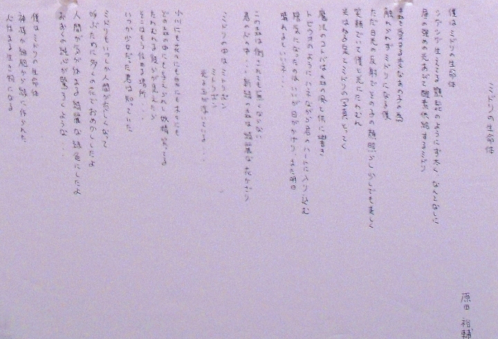 「ミドリの生命体」　詩：原田祐輔　絵：須永文江