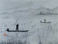 「しじみ漁」 齋藤義保 「しじみ漁」 齋藤義保