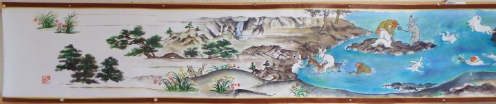 復元「鳥獣戯画」左（一部彩色版）　植木克彦