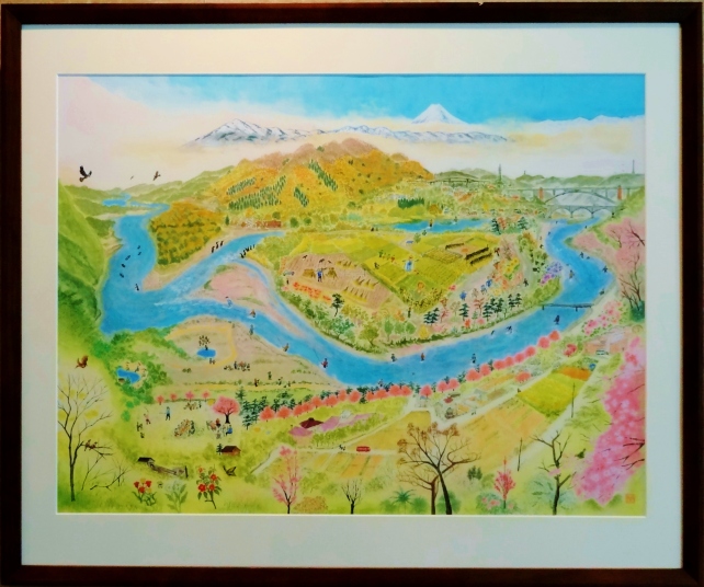 相模川自然村詩情（メルヘン）　―春夏秋冬―　　F30　河原公治